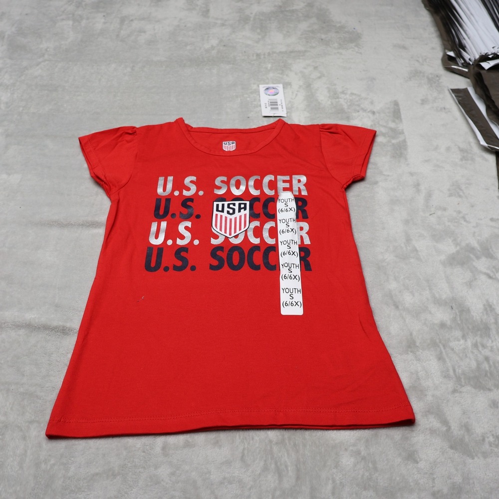 US Soccer Shirt Youth Small 6/6X Red US Soccer Team FIFA Soccer Tee $15 NEW